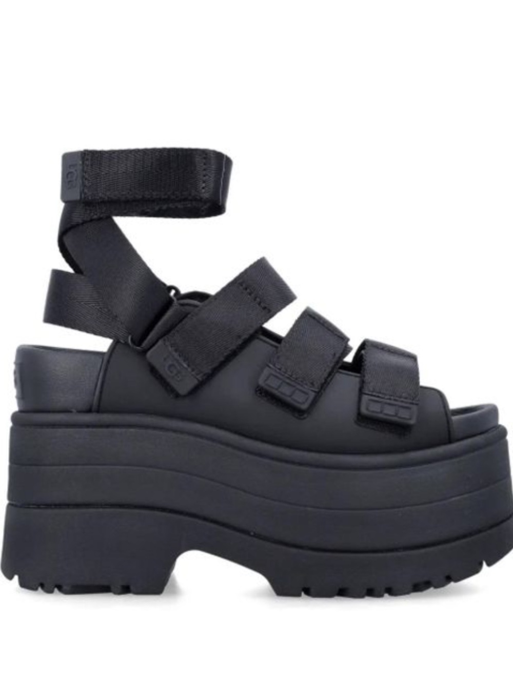 UGG Goldenrise Black Platform Sandal with Chunky Straps